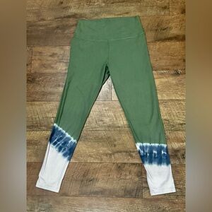 Aerie Offline Green and Blue Tie-Dye Leggings